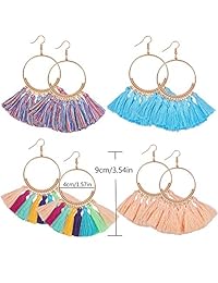 14 Pairs Tassel Dangle Earrings Set Colorful Bohemian Drop Earrings for Women Girls Party Supplies