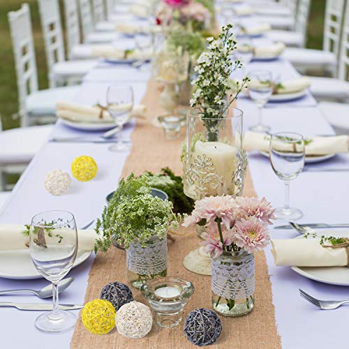 Yaomiao 6 Pieces Wicker Rattan Balls Decorative Orbs Vase Fillers for