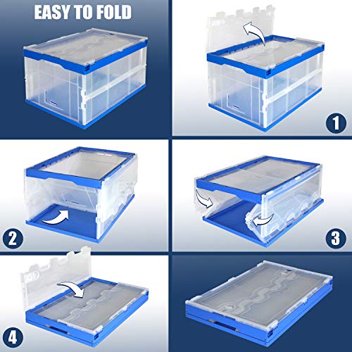 MOUNTIT! Collapsible Storage Bin with Attached Lid [65 Liter] Folding