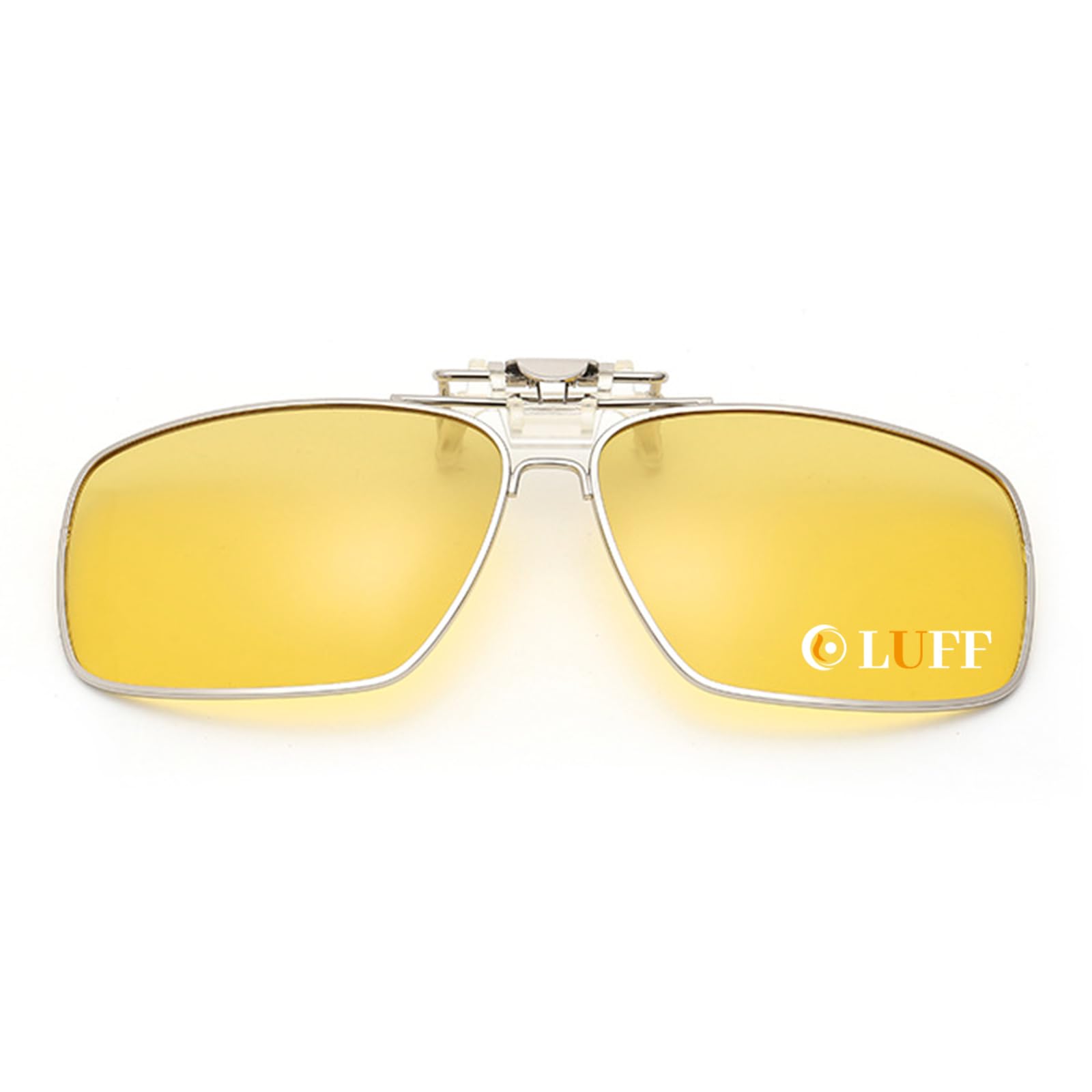 LUFF Polarized Clip-on Sunglasses Mens/Womens Flip-Up Polarised Sun Lenses fit over Prescription Glasses/Readers/Outdoor Sports (Night Vision Clip)