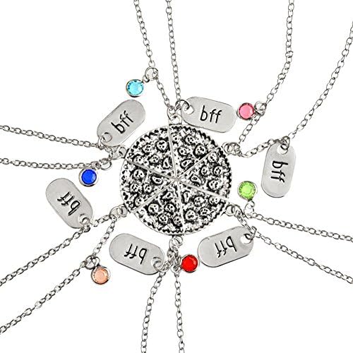 Best Friend Pizza Necklace with Crystal Rhineston Charm Engraved BFF Friendship Pendant Necklace