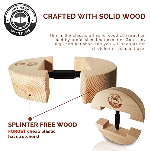 HAT MATE Premium Hat Stretcher with Bonus Hat Brush Solid Wood, One