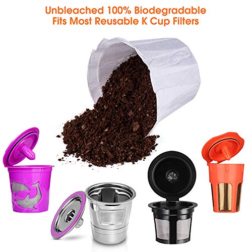 Reusable K Cups with Paper Filters Set, Including 4 Pack K Cups and 100 PCS Coffee Filters for