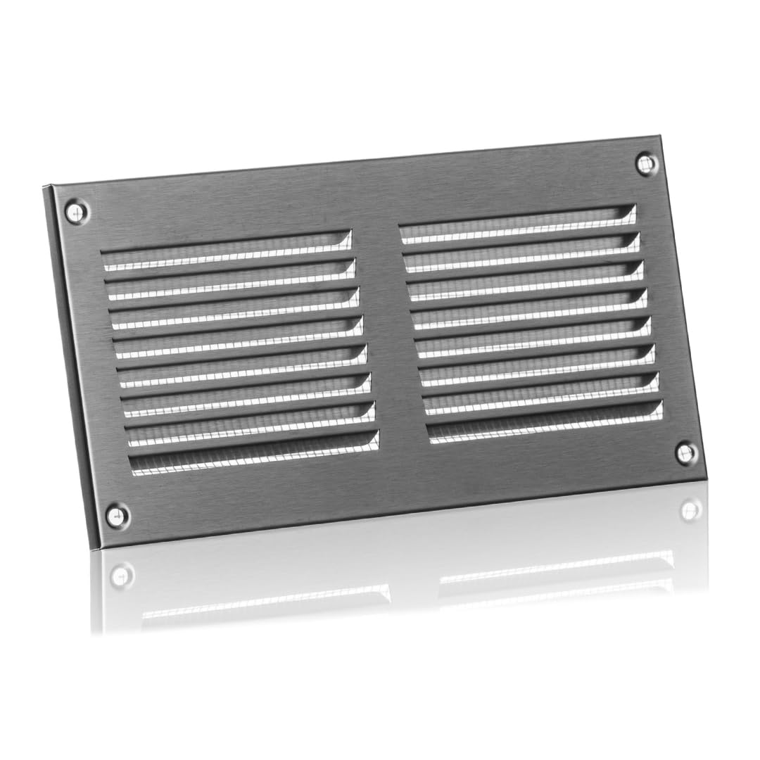 200x100mm / 8x4" inch Stainless Steel Metal Air Vent Grille Cover with Insect Mesh - Ventilation Cover