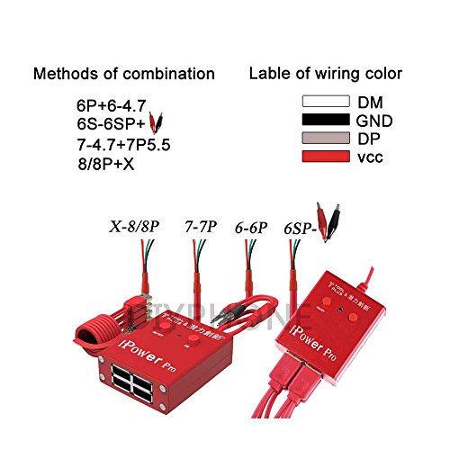 VIPFIX Multi-Function Phone Power Current Test Cable DC Power Supply Test Cable with Switch ON/Off Button for iPhone 8 8P X 7P 7 6SP 6S 6P 6