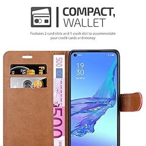 iCatchy - Custodia a portafoglio in pelle per Oppo A53, colore: Rosso - immagine 5