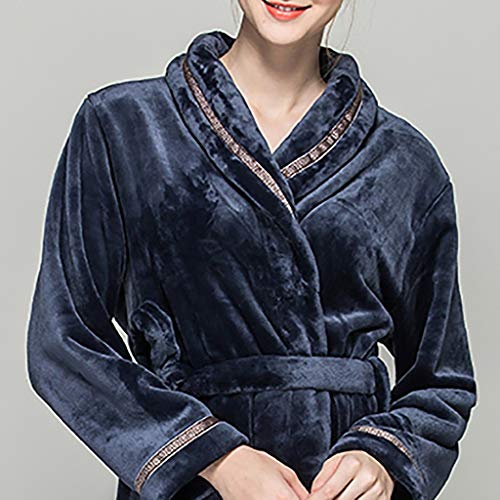 NEARTIME Men&Women Sleepwear, Winter Plush Soft Warm Shawl Bathrobe Lengthen Thicken Home Clothes Robe Coat
