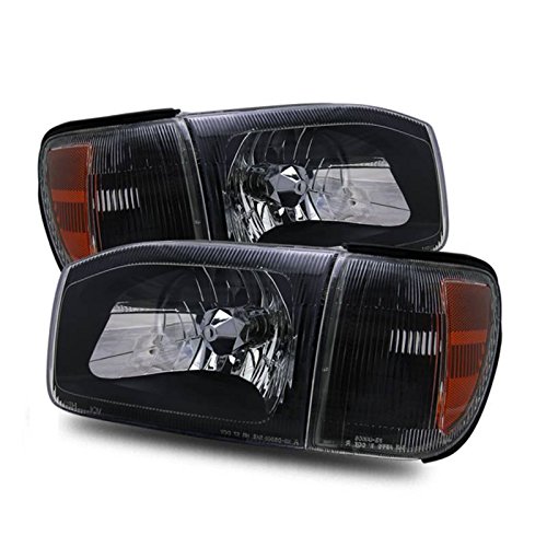 SPPC Black Crystal Headlights Assembly Set with Corner Light For Nissan Pathfinder - (Pair) Driver Left and Passenger Right Side Replacement Headlamp