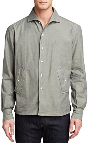 EIDOS NAPOLI by isaia Long Sleeve Button Front Shirt Green 17.5