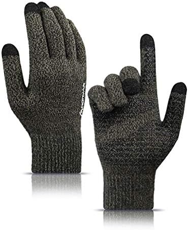 HONYAR Winter Touch Screen Gloves Men Women, Anti-slip Grip Warm Elastic Cuff Knitted Gloves - Thermal Soft Lining for Driving Working Running Typing
