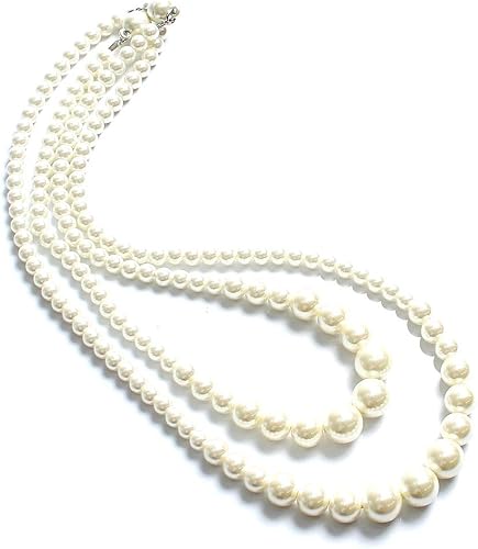 Amazon Luxe Mimosa リュクスミモザ パール ネックレス ロング 結婚式 ネックレス レディース パーティーアクセリー 2連パールネックレス ロングネックレス 3wayスタイル ホワイト ネックレス 通販
