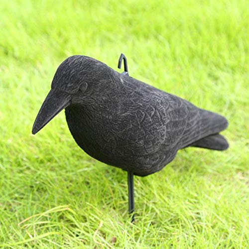 New-look Crow Decoy Hunting Garden Flocked Hard Plastic Jet Black Crow Decoy Hunting Stand Body Feet Stake