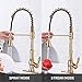 KES Titanium Gold Kitchen Commercial Sink Faucet with Pull Down Sprayer cUPC NSF Pull Out Faucet Single Lever High Arc BRASS, L6915BLF-PG