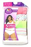FRUIT OF THE LOOM WOMENS HI-CUT COTTON PANTY PLUS-SIZE 5 PK FIT FOR ME, ASSORTED DESIGNS (11, Stripe)