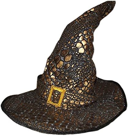 Fun Hat Crocodile Design Adult Brown & Gold Witch Hat with Buckle