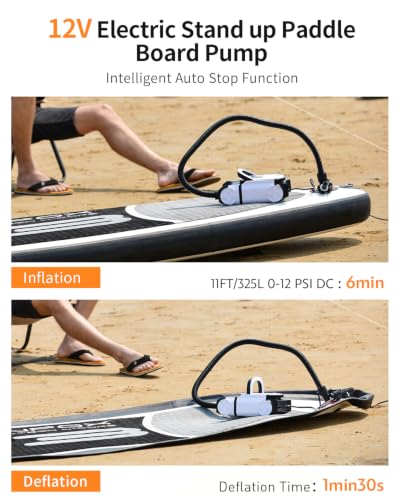 BAVIZZN Sup Electric Pump 22 PSI 12V Electric Pump for Paddle Board | Dual Stage Air Auto-Off,Suitable for Inflator And Deflator Paddle Board,Boat,Kayaks,Water Sport