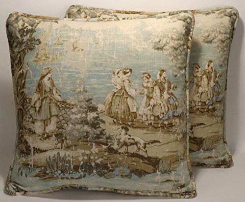 Amazon Com Decorative Throw Pillows French Country Toile A Set Of