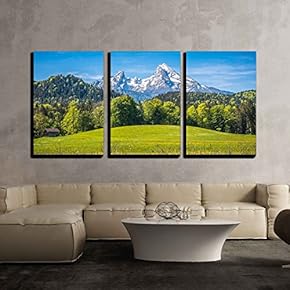 Fresh Green Meadows in Alps Wall Decor x3 Panels