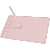 HUION Inspiroy 2 Small Drawing Tablet with Scroll Wheel, 6.3 x 3.9, Pink | 6 Custom Keys, PenTech 3.0 Battery-Free Stylus for Drawing, Design and Writing, Works with PC, Mac and Android