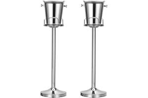 Champagne Bucket with Stand,Ice Bucket with Stand Stainless Steel Bucket Wine Chiller On Stand 12Lb Hammered Tall Ice Bucket 