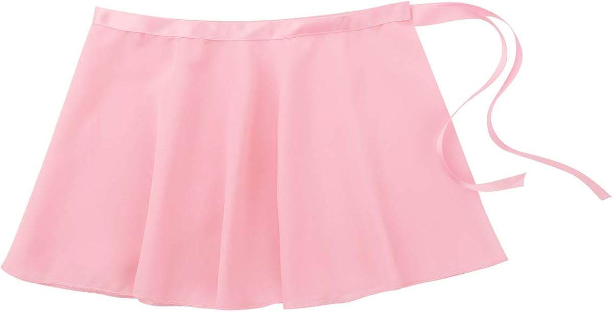 inlzdz Kids Girls Ballet Basic Wrap Skirt with Tie Waist Chiffon Tutu Dress Gymnastics Leotard Dancewear: Clothing