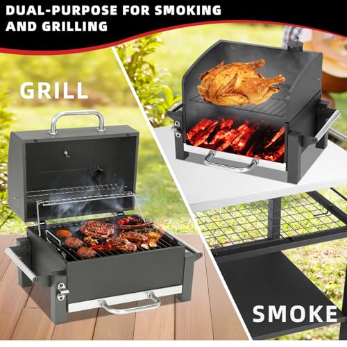 Camping Grill Foldable Portable Charcoal Grill Table Grill for Camping Kitchen & Outdoor Mini Charcoal Grill Foldable with Grill Grate, Ideal for BBQ, Travel, Picnic