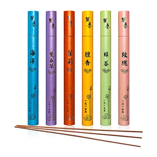 Corciosy Aromatherapy 270 Sticks Morning Star Incense Sandalwood Lavender Jasmine Green Tea Rose Ocean Fills The Room with The Perfect Aroma - 100% Natural - Lasts 40+ Minutes(6 Boxes)