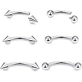Rmsnxnnz 20G 18G 16G 14G 12G 8G 6G 4G 2G Astm F136 Titanium Internal Thread Eyebrow Piercing Jewelry Curved Barbell Vertical Labret Lip Daith Rook Earrings Navel Belly Button Ring Piercing Jewelry