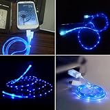 NOVPEAK Sky Blue Visible LED EL Light Micro USB Sync Data Charging Charger Cable