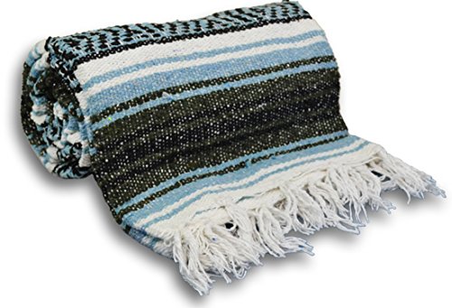 YogaAccessories Traditional Mexican Yoga Blanket ( Light Blue)