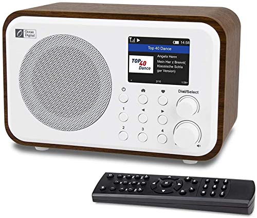 Ocean Digital WiFi Internet Radios WR-336N Portable Digital Radio with Rechargeable battery, Bluetooth Receiver, 4 Preset Buttons, UPnP & DLNA, 2.4" Color Display-walnut