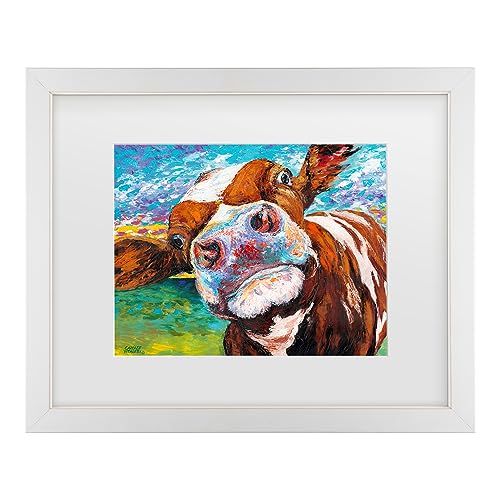 Carolee Vitaletti 'Curious Cow I' Matted Framed Art