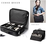 Makeup Train Case -CERROQREEN Professional Beauty Artist Storage Waterproof Makeup Cosmetic Tools Brushes Box Bag Holder Organizer with Shoulder Strap (Black)