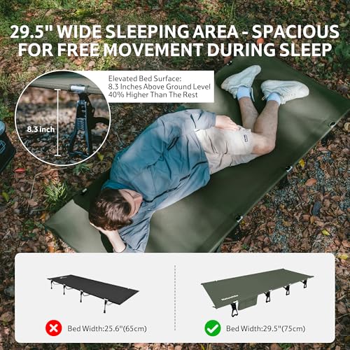 Naturehike Ultralight Folding Camping Cot, Aluminum Lightweight Portable Compact Bed for Camping, Hike, Backpack
