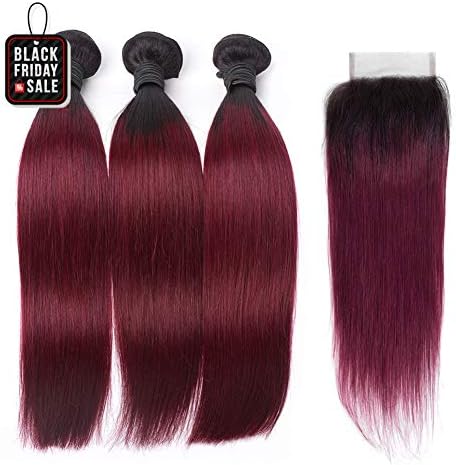 613 Bundles with Closure 613 Platinum Blonde Human Hair 3 Bundles with Transparent Color Lace Closure 4x4 Brazilian Straight 9A Remy Human Hair Extension Can Be Dyed (10 10 10 with 10, Closure)