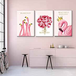 3 Panel Flamingo Triptych Series Crowned Beautiful Elegance...