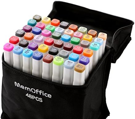 Memoffice 48-Color Dual Tips Alcohol Markers, Sketch Markers Set for Kids Adults Artists, Alcohol Based Markers with Carrying Case for Anime Design, Painting, Highlighting, Great Christmas Gift Idea