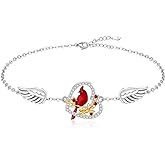 Fenthring Red Cardinal Bracelet for Women Sterling Silver Memorial Cardinal Appear When Angels Are Near Heart Bird Cardinal Bracelets Cute Jewelry for Loss of Loved One