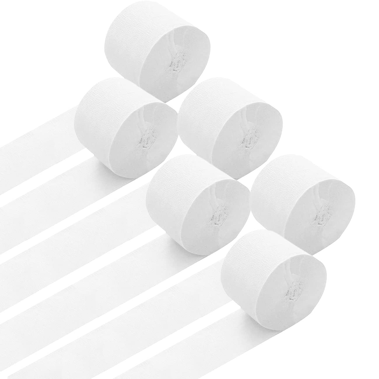 Ainmto 6 Rolls White Crepe Paper Streamers(Each Roll 25M x 4.5CM),Perfect Decorations for Birthday Party Wedding or Other Festivals โ image 1