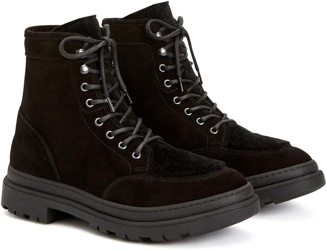 aquatalia wynter suede & shearling platform boots