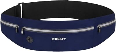 HAISSKY Running Belt Waist Pack Water Resistant Reflective Gym Belt 6.9 Inch