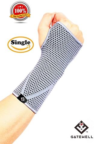 GATEWELL Light Series Elite Knitted Enwrap Compression Wrist Sleeve for Wrist Pain, Carpal Tunnel - Wrist Support - Wrist Brace (1 per package) GRAY - M