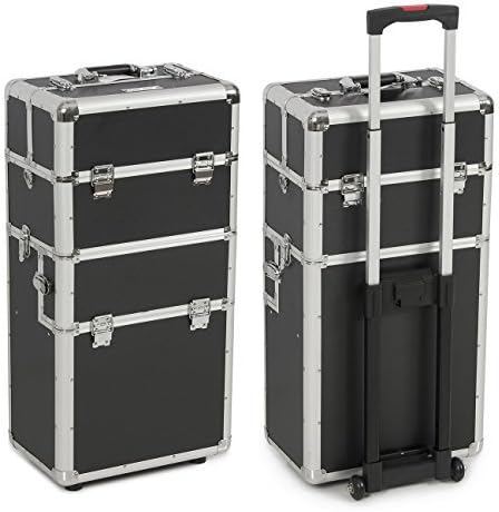 BELLAVIEÃ'Â Professional 3 in 1 Rolling Cosmetic Makeup Case Artist Travel, Aluminum, (Black) by BELLAVIE