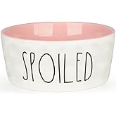 WoofinPets 27OZ Ceramic Dog Bowl 6 Inch Small Food Water Bowl | Heavy Duty Non-Slip Dog Dish for Medium Dogs, Food Grade Porcelain Pet Feeder Bowls, Microwave &amp; Dishwasher Safe, Pink