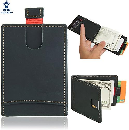 Pershoo Men Wallet, RFID Blocking Genuine Leather Purse Bifold Ultra Slim Billfold Minimalist Wallet, Full Grain Leather Front Pocket Money Clip Credit Card Holders Slots Case + [Exquisite Gift Bag]