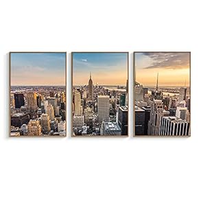 Framed for Living Room Bedroom City View for x3 Panels