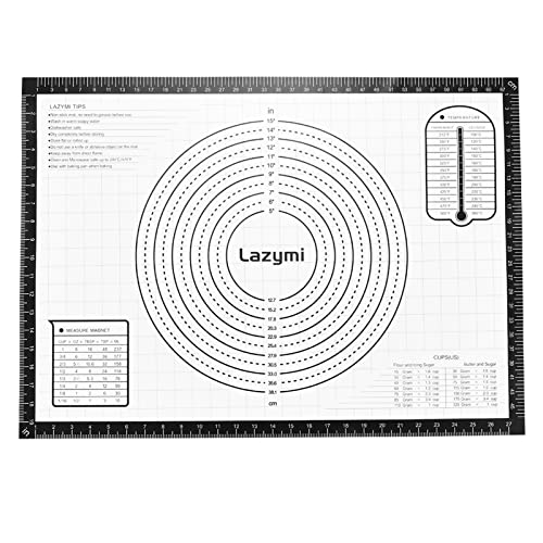 Lazymi Large Non-Stick Baking Mat, Silicone, Non-Slip Dough Mat, Rolling Mat, Silicone Mat, Baking Film, Baking Paper, Work Mat with Measurement 71 x 51 cm for Fondant, Pizza, Bread Mat, BPA Free