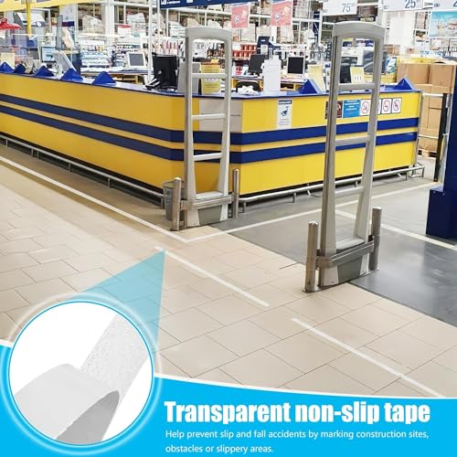 Dederwern Transparent Anti Slip Tape, 2 Pcs Clear Non Skid Safety Tape, Grip Tape for Stairs, Steps, Floors, Ramps