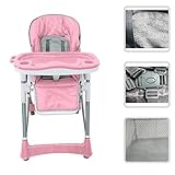 Silla alta y ajustable para bebé - Silla de color rosa con tableta para niño de 6 meses a 3 años