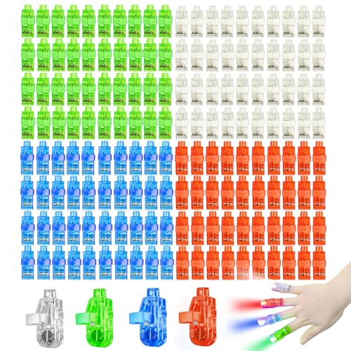 Novelty Place 160Pcs LED Party Finger Lights for Kids with Screw-Secured, LED Finger Flashlight Light Up Finger Ring Toys for Party Favor, Halloween, Raves, Concert Shows